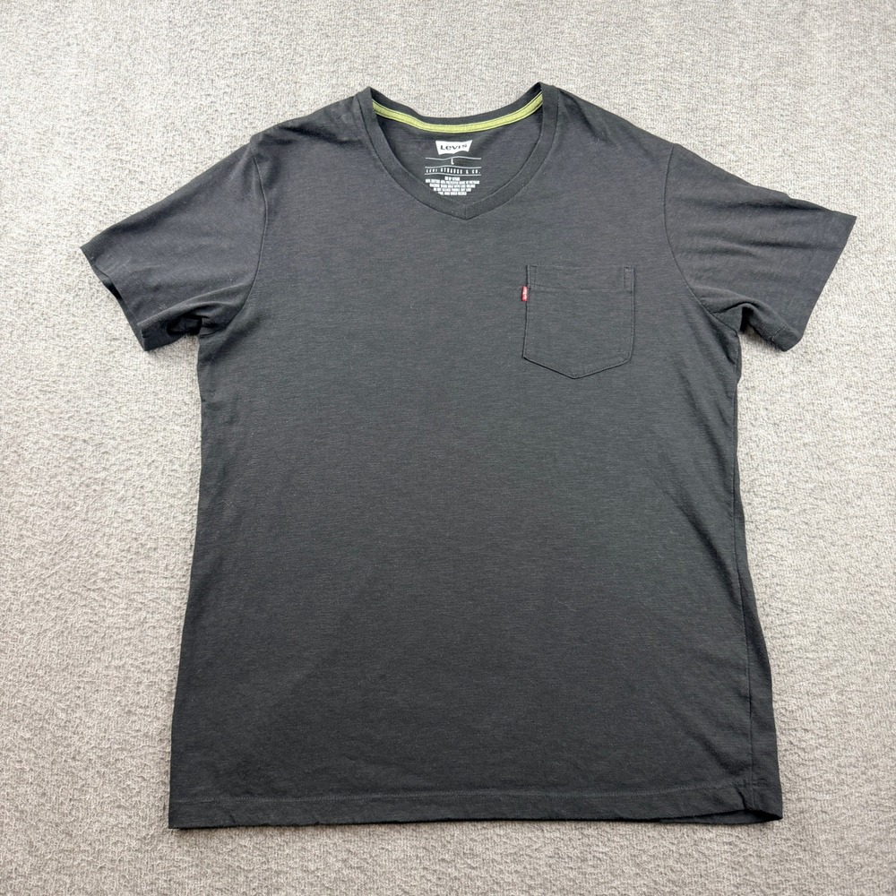 Levi Strauss & Co Men's‎ L Large Black V-Neck Pocket T-Shirt VTG